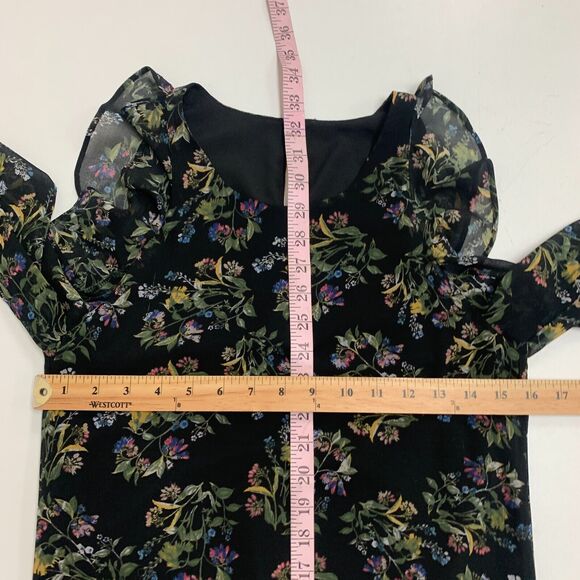 BCBGeneration Cold Shoulder Dress Womens XXS 2XS Floral Ruffle Lined Keyhole - Picture 9 of 15